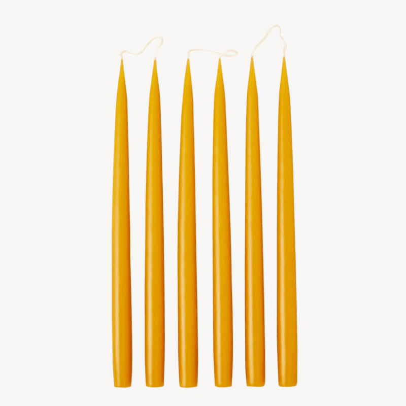 Set of 6 Tapered Dinner Candles, H35cm, Honey