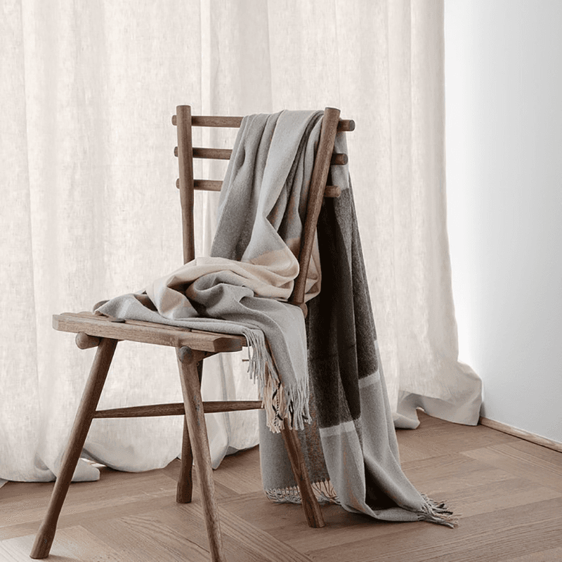 Manhattan Plaid Throw, H200cm x W130cm, Natural