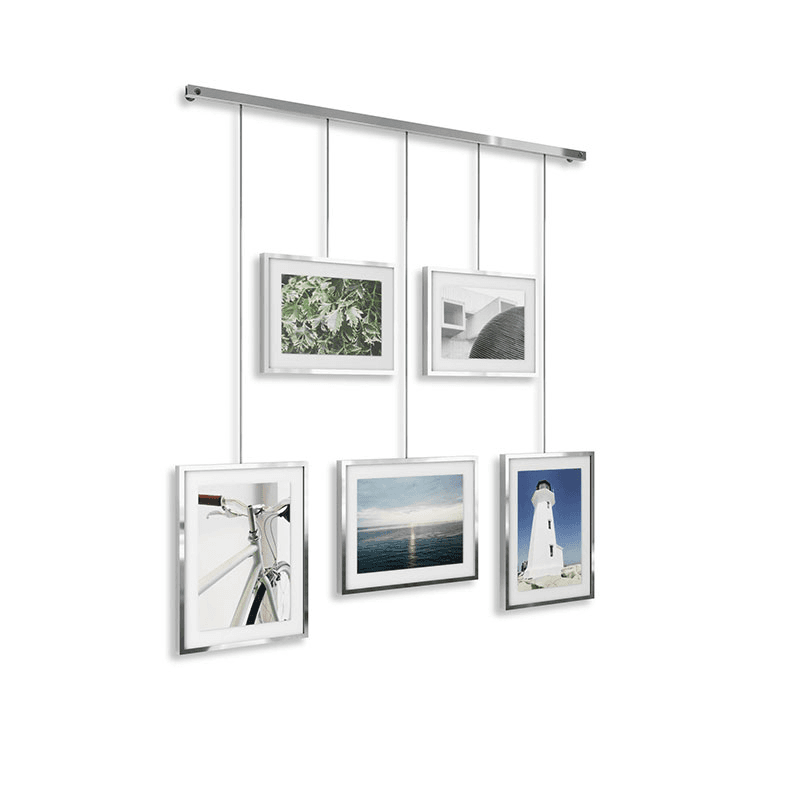 Exhibit Set of 5 Hanging Photo Frames, Chrome