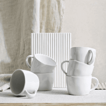 Image showing the Portobello Set of 6 Mugs, H7.7cm, White product.