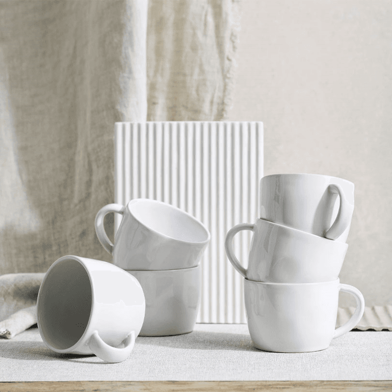 Portobello Set of 6 Mugs, H7.7cm, White