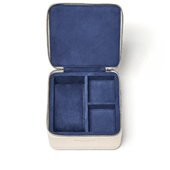 Image showing the Travel Watch & Ring Box, L12 x W12cm, Ivory Pebble product.
