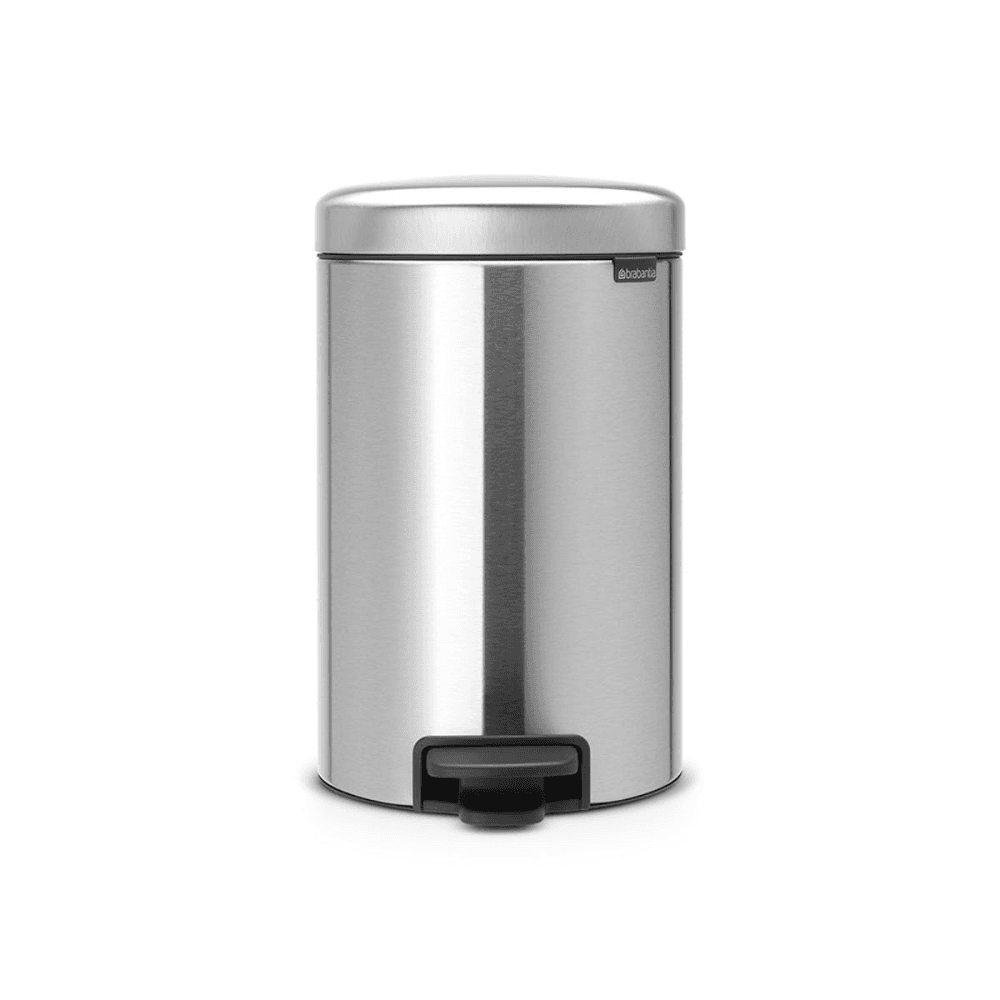New Icon Plastic bucket pedal bin, 12 litre, Matt Steel