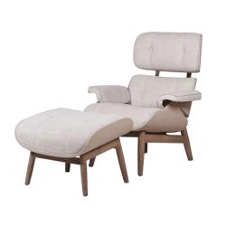 Image showing the Woven Recliner Chair with Footstool, Cream product.
