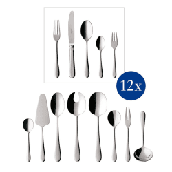 Image showing the Oscar 68 piece cutlery canteen in picture box, 44 x 29 x 9cm, Stainless Steel product.