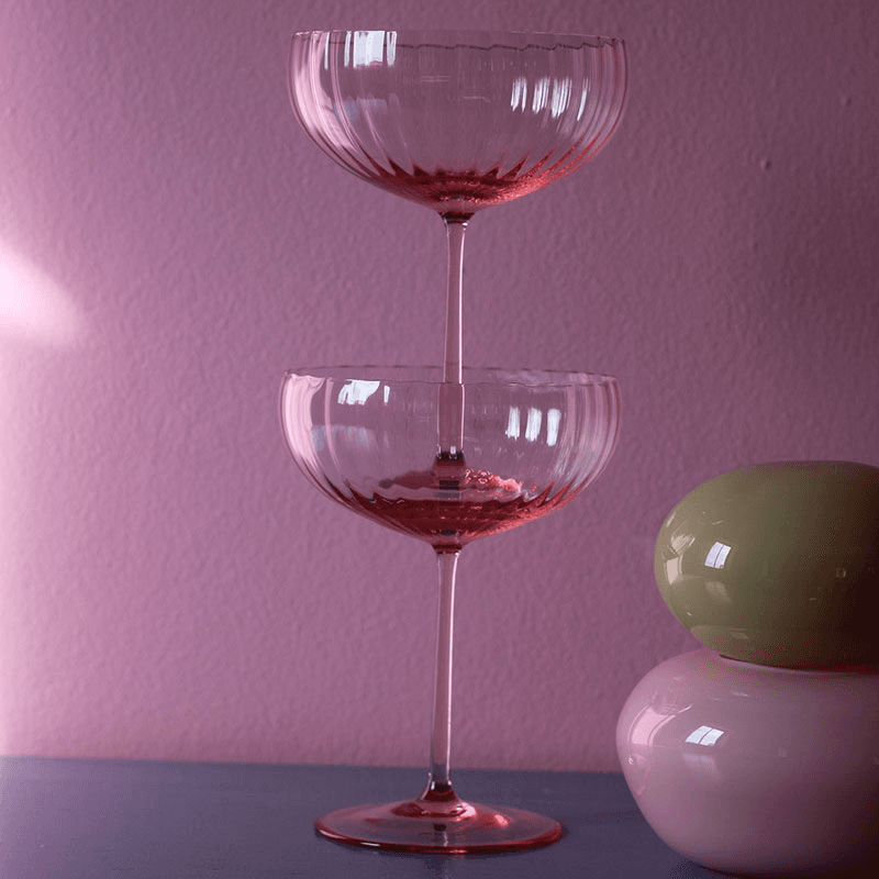 Lyon Set of 2 Champagne Saucers, 210ml, Rosa
