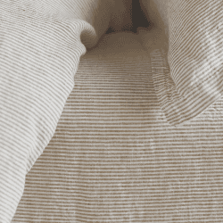 Image showing the Sid Stripe Linen Fitted Sheet, Double, Natural Stripe product.