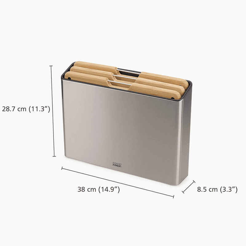 Folio Steel 3 Piece Chopping Board Set, Bamboo