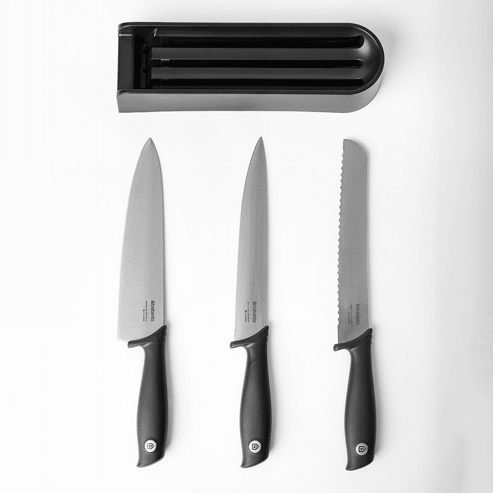 Tasty+ Knife block with knives, H6.5 x W35.5 x D9cm, Dark Grey
