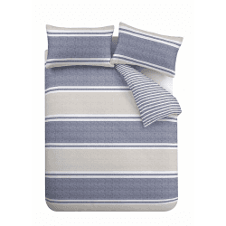 Image showing the Textured Banded Stripe Double Duvet Set, Blue product.