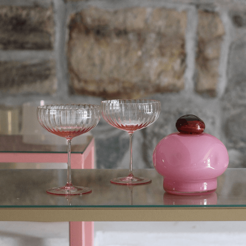 Lyon Set of 2 Champagne Saucers, 210ml, Rosa