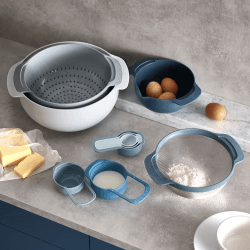 Image showing the Editions 9 piece nest plus stacking bowl and measuring set, Sky Blue product.