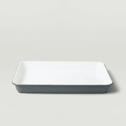 Image showing the Enamel serving tray, L28 x W22 x H3.5cm, Pigeon Grey Rim product.