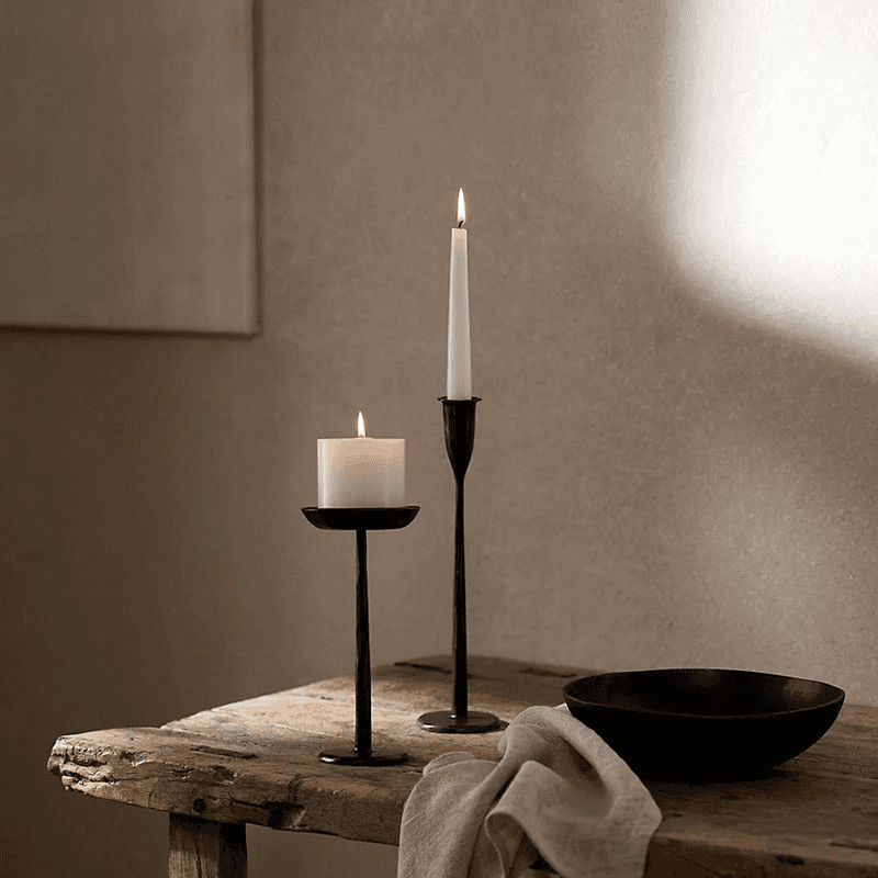 Stanton Forged Dinner Candle Holder, H22cm, Black