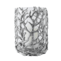 Image showing the Coral Hurricane lantern - small, 23 x 16cm, Clear/Silver product.