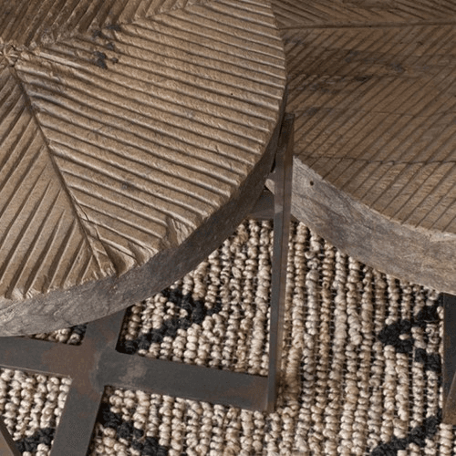 Chakala Wooden Side Table, Reclaimed Wood & Iron