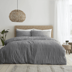 Image showing the Seersucker Duvet Set, King, Grey product.