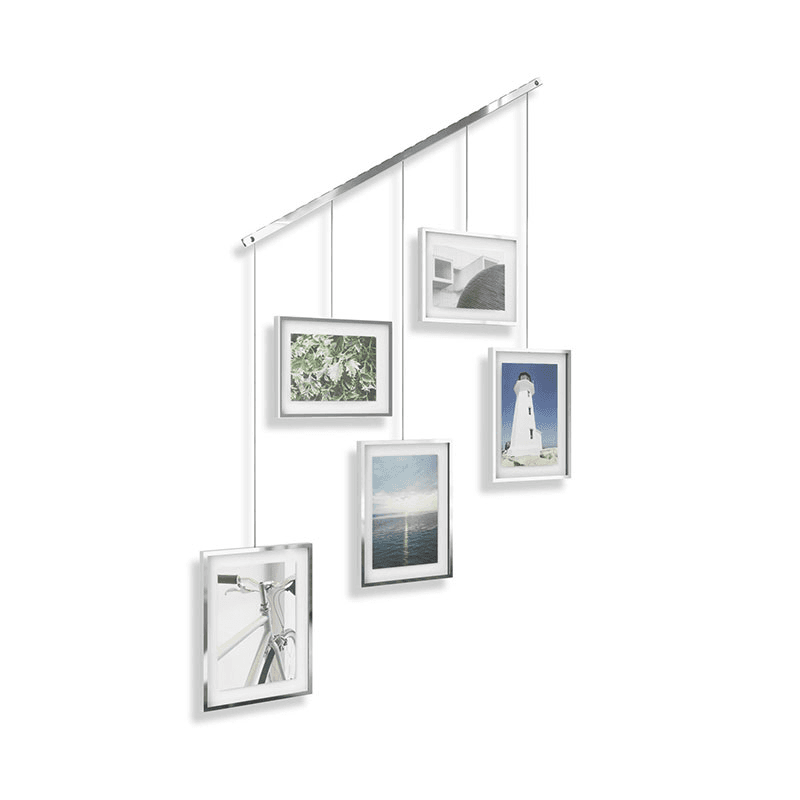 Exhibit Set of 5 Hanging Photo Frames, Chrome