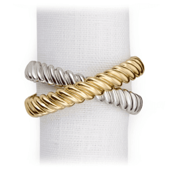 Image showing the Deco Twist Napkin Rings, Mixed Gold & Platinum, Set of 4 product.