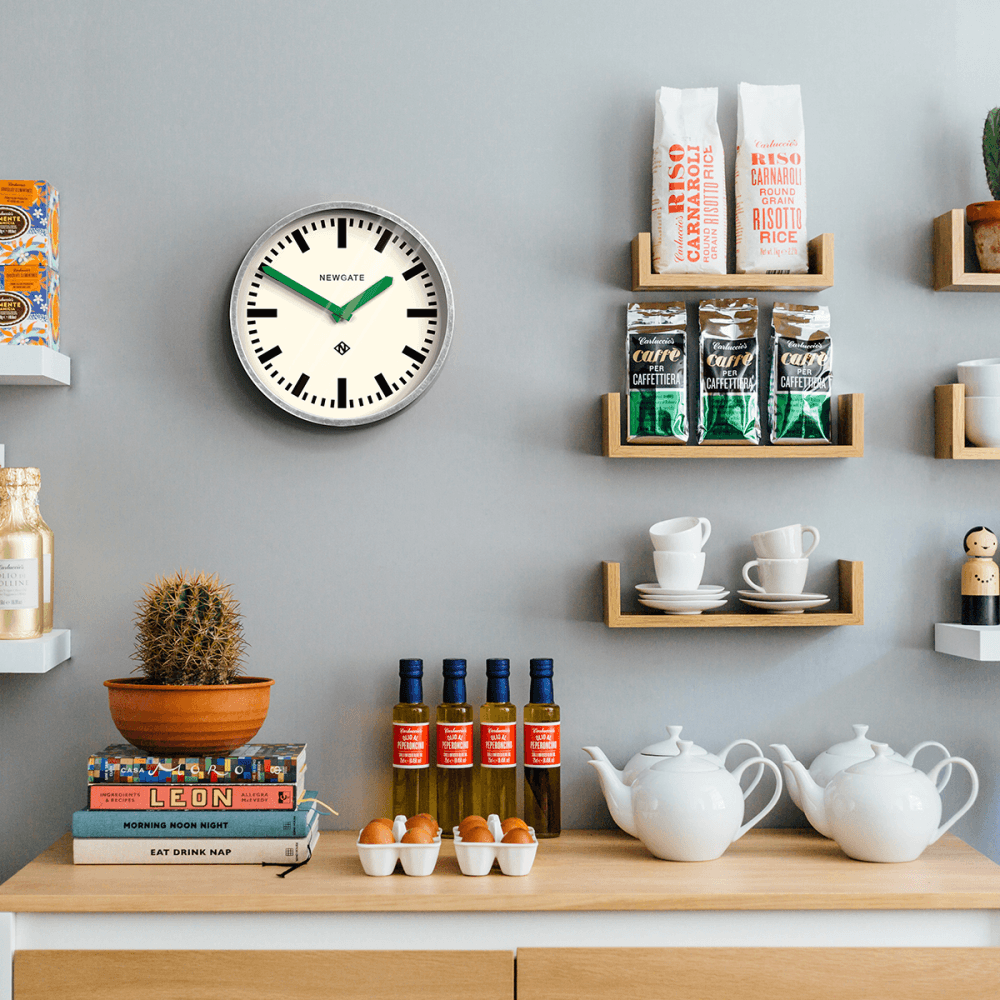 The Luggage Wall clock, D30cm, Galvanised With Green Hands