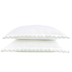 Image showing the Scallop Edge Pair of Oxford Pillowcases, Matcha product.