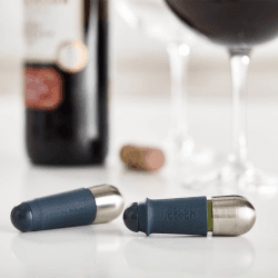 Image showing the BarWise - Twist Lock Pair of wine stoppers, H21.6 x W10 x D2.6cm, Blue product.