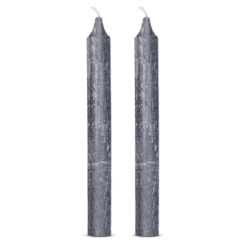 Image showing the Rustic Set of 2 Dinner Candles, H20.5cm, Charcoal product.