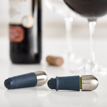 Image showing the BarWise - Twist Lock Pair of wine stoppers, H21.6 x W10 x D2.6cm, Blue product.