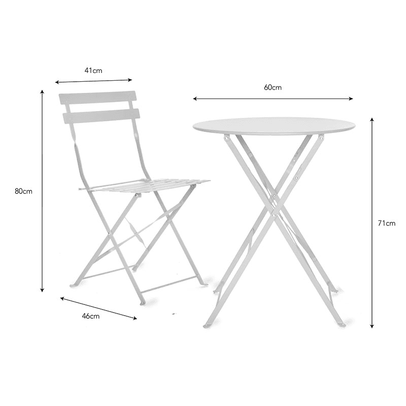 Rive Droite 3 Peice Bistro Set, Chalk