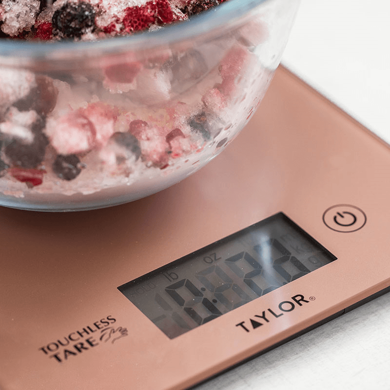 Touchless TARE Digital Dual Kitchen Scales, 5KG, Rose Gold