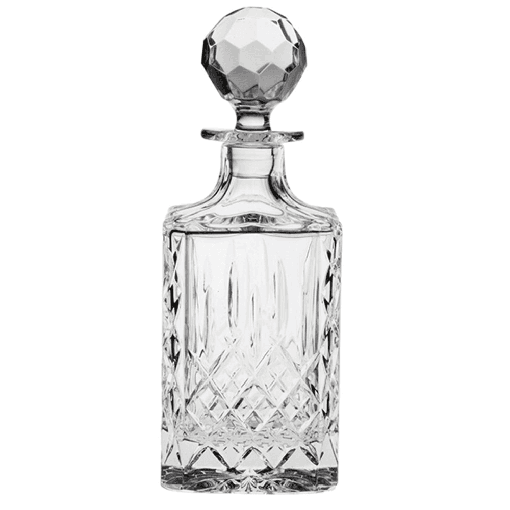 London Crystal Square Spirit Decanter and Tumblers Pair Gift Set, Clear