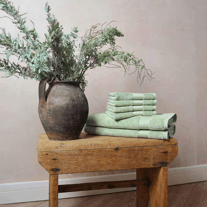 Organic 600gsm Set of 2 Face Towels, 30 x 30cm, Sage Green