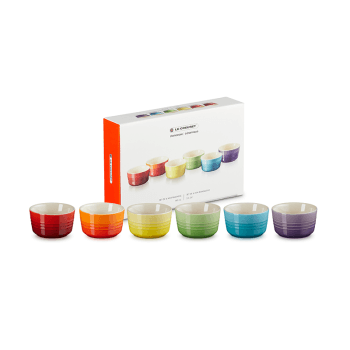 Image showing the Stoneware Set of 6 mini ramekins, rainbow product.