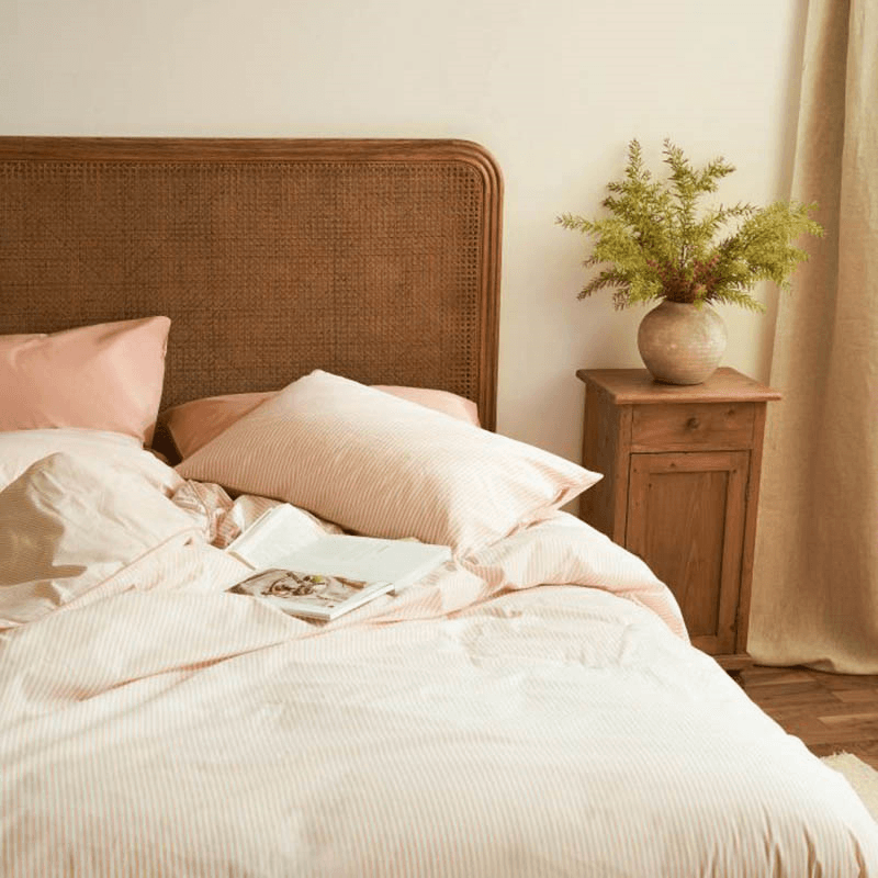 The Stripe 200 Thread Count Duvet Cover, Double, Clay Pink