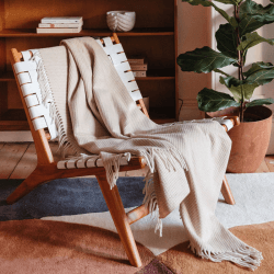 Image showing the Recycled Wool Blanket, 145 x 190cm, Camel Waffle product.