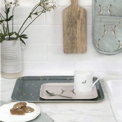 Image showing the Boxing Hares Large Printed Tray, Blue product.
