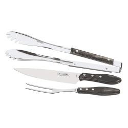 Image showing the Barbecue Set, 3 Piece, Brown, Brown/Silver product.