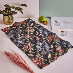 Image showing the Tea Towel Black, Floral, Black product.