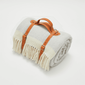 Image showing the Herringbone Picnic blanket, 130 x 200cm, Gull Grey product.