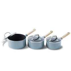 Image showing the Mayflower 3 Piece Saucepan set, Blue product.