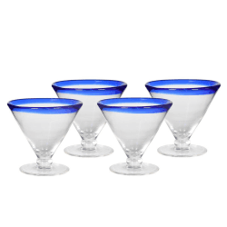 Image showing the Blue Edge Set of 4 Cocktail Glasses, Blue product.