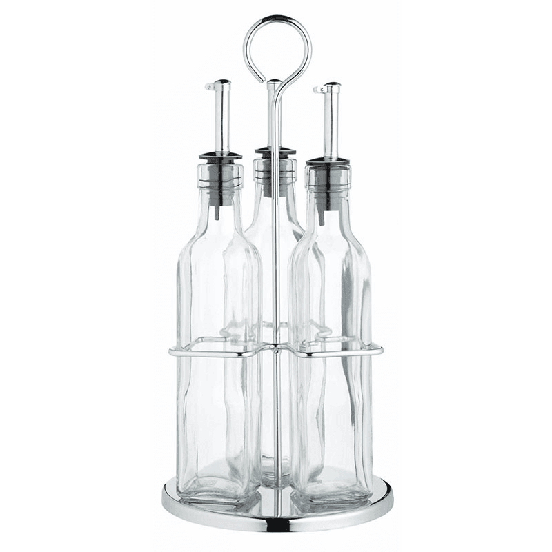 Italian Three bottle oil and vinegar set with stand, 270ml