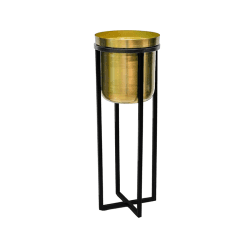 Image showing the Calla Planter Stand, H58 x D22cm, Black/Antique Gold product.