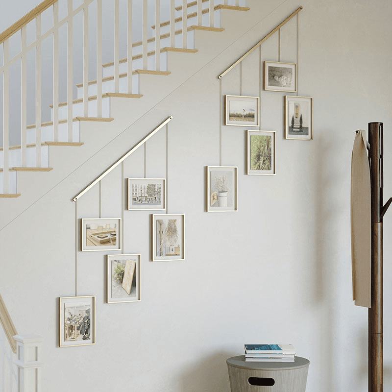 Exhibit Set of 5 Hanging Photo Frames, Mat Brass