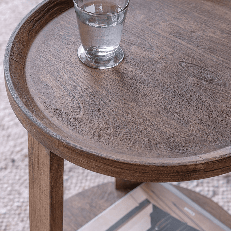 Triveni Mango Wood Side Table, Walnut
