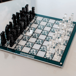 Image showing the Floral Chess Set, L35.6 x W35.6cm, Green product.