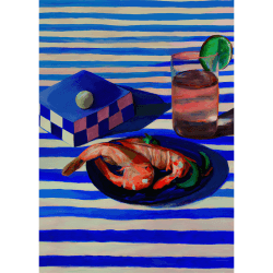 Image showing the Shrimp & Stripes Art Print, 30 x 40cm product.