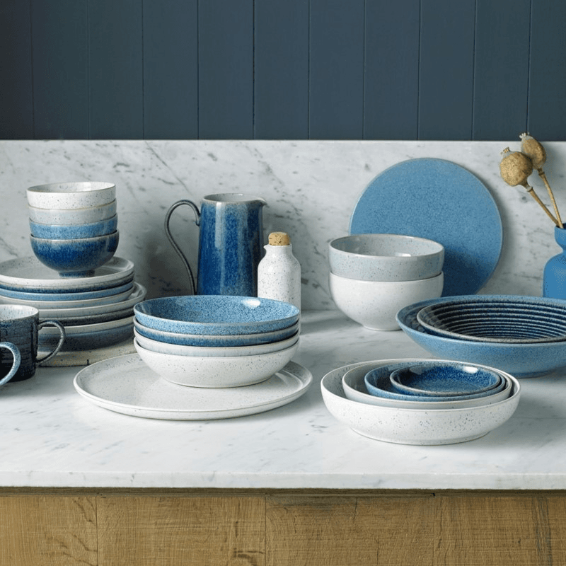 Studio Blue 4 Piece Coupe Dinner Plate Set, 26cm, Mixed