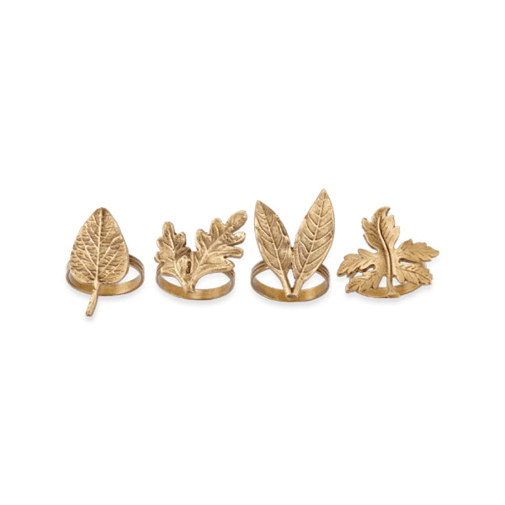 Leaf Brass Napkin Rings, Brass