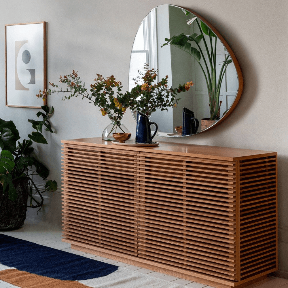 Orta Drop Mirror, D90cm, Walnut